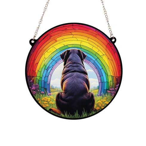 Rottweiler Rainbow Bridge Stained Glass Effect Suncatcher